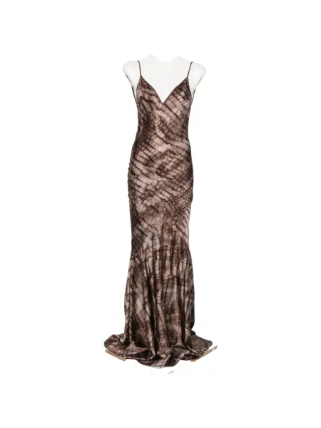 Rochie maxi Elisabetta Franchi cu decolteu în V de costum maro
