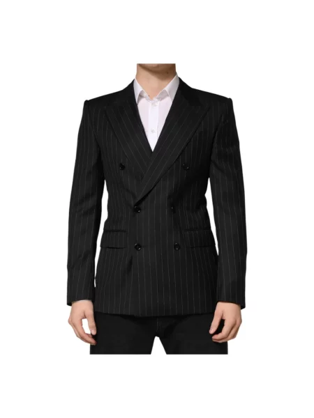 Marynarka Dolce And Gabbana wełniana w paski czarna