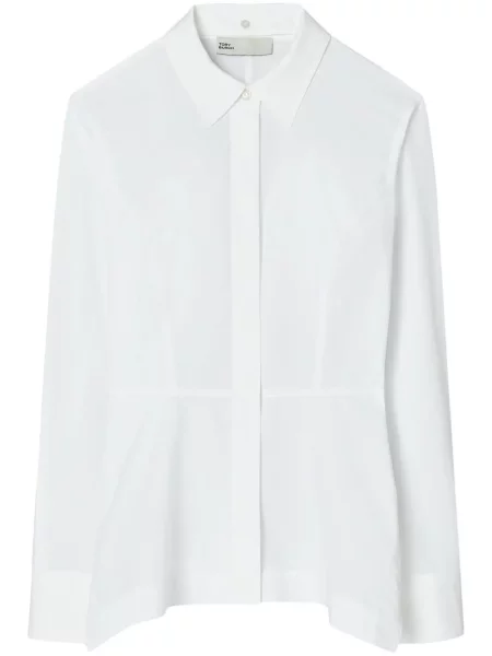 Cu peplum cămașă Tory Burch din poplin alb