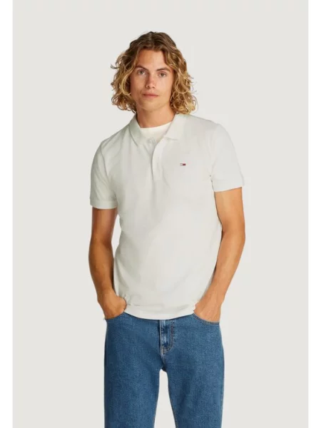 Tommy Jeans Marškinėliai TJM PLACKET To Fit balta