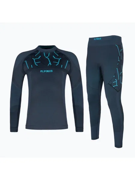 Set de lenjerie termoactivă pentru copii Alpinus Tactical Gausdal grafit/albastru albastru