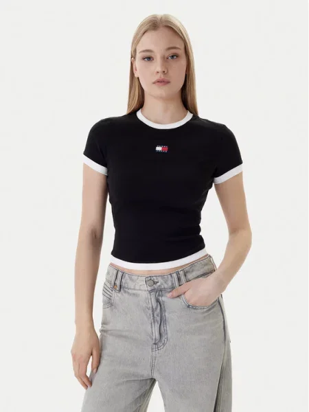 Tommy Jeans T-Shirt Badge μαύρο