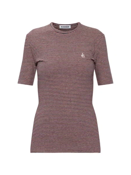 Tricou Jil Sander cu broderie albastru