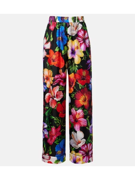 Pantaloni palazzo Dolce&gabbana din satin cu model floral