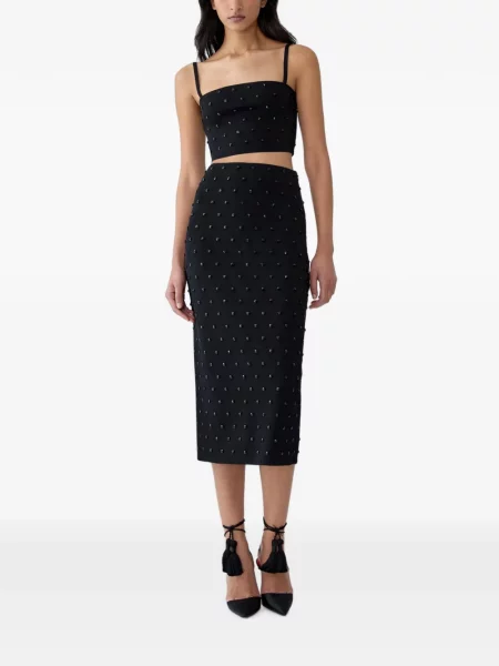 Fustă tip creion Carolina Herrera cu mărgele negru