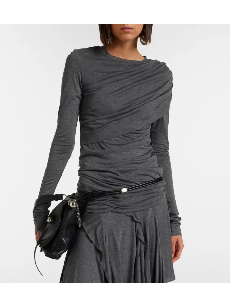 Top Marant Etoile din jerseu drapat gri