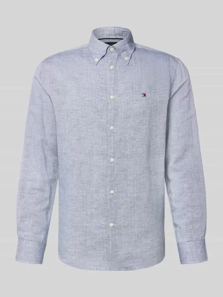 Tommy Hilfiger Koszula Regular Fit Z Lnu blau biała
