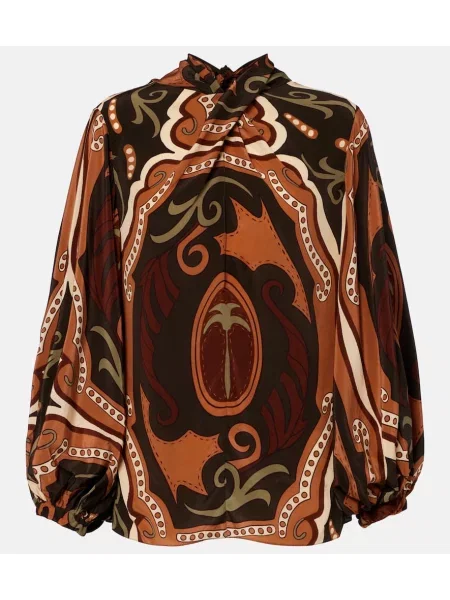 Bluză Johanna Ortiz de mătase cu imagine