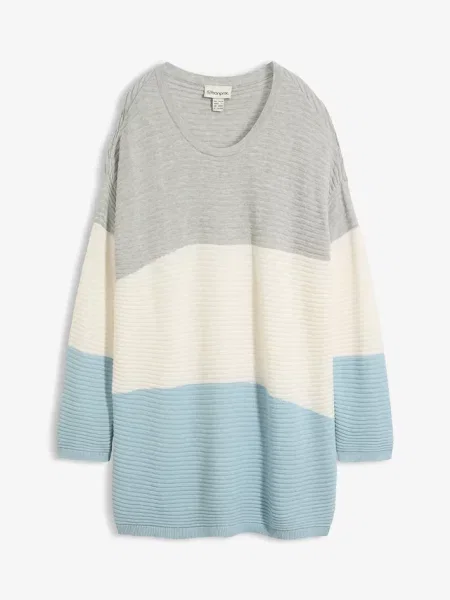 Sweter w prążek szary