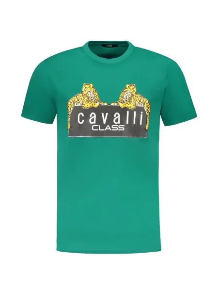 Tricou Cavalli Class cu imagine cu model leopard verde