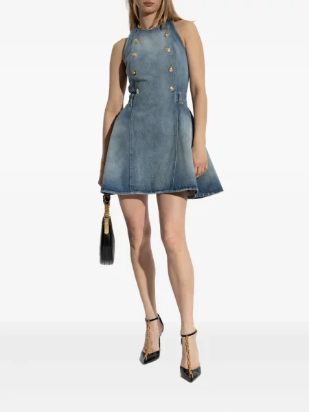 Rochie din denim Balmain de costum albastru
