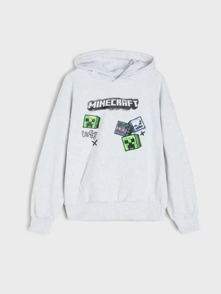 Sinsay Mikina s potiskem Minecraft šedá