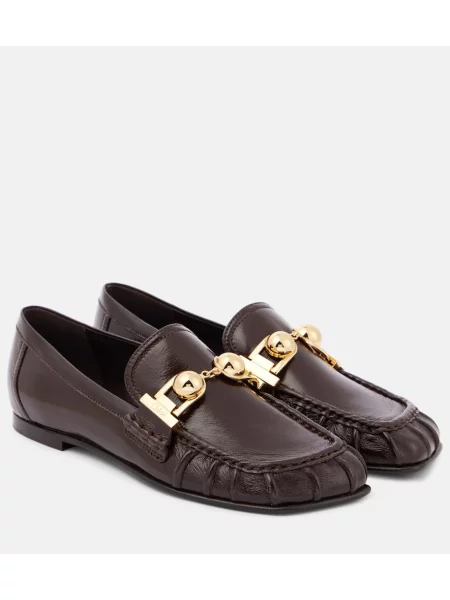 Pantofi loafer Chloé din piele maro