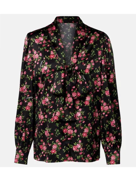 Bluză Dolce&gabbana din satin cu model floral negru
