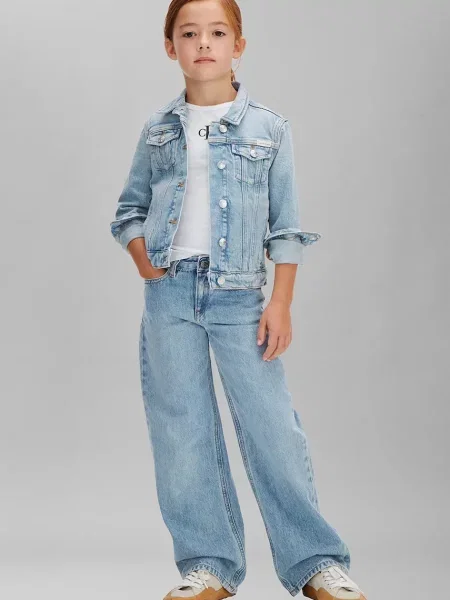 Calvin Klein Jeans дънки wide leg за деца синьо