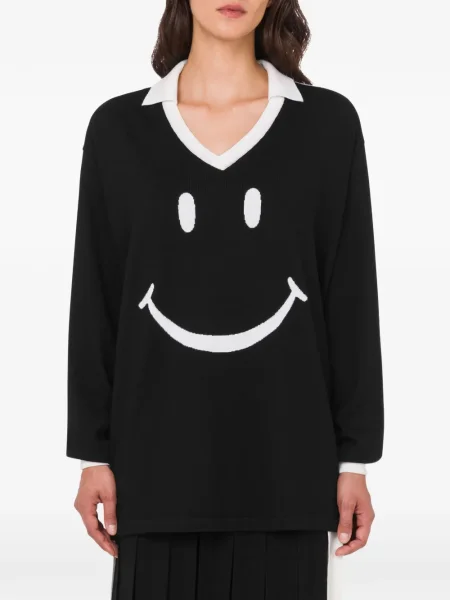 Pulover Moschino cu decolteu în V negru