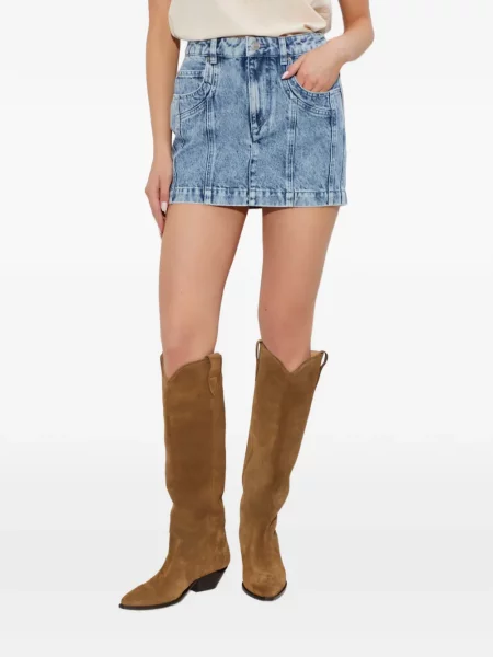 Mała mały spódnica jeansowa Marant Etoile z 5 kieszeniami niebieska