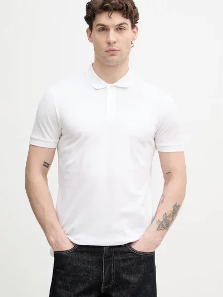 Tricou polo Boss Green alb