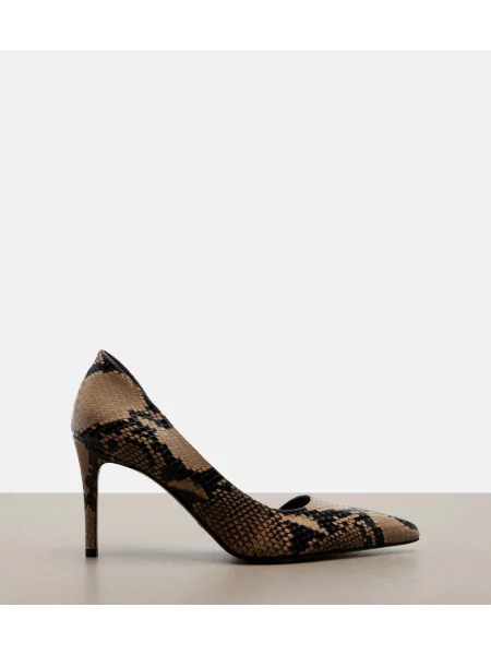 Pantofi cu toc Khaite din piele cu model piele de șarpe bej