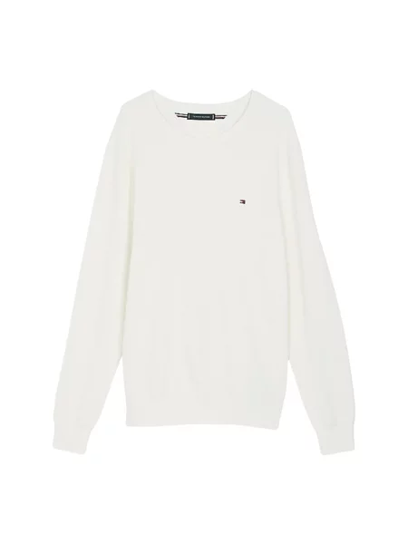 Klasyczny Sweter z Okrągłym Dekoltem Tommy Hilfiger biały