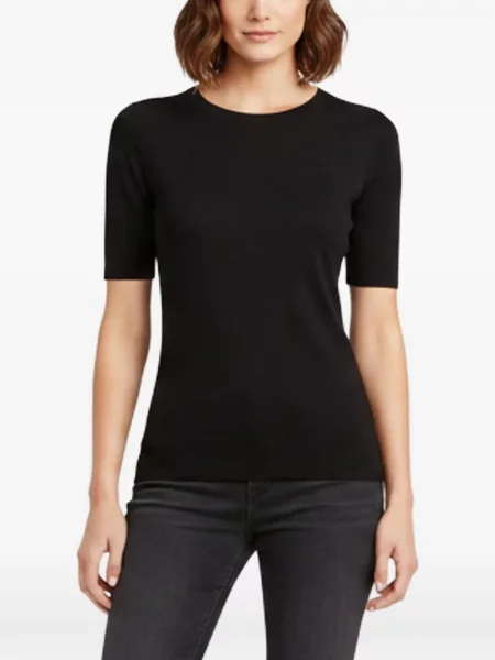 Tricou Theory tricotate cu decolteu rotund negru