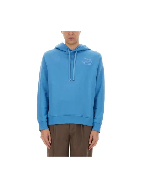 Bluza z kapturem Etro z autografem niebieska