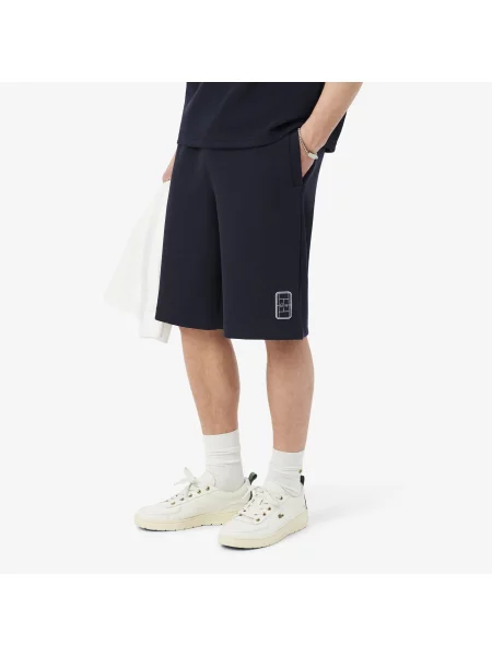 Lacoste Szorty Z Dwuwarstwowego Piqué Relaxed Fit granatowe