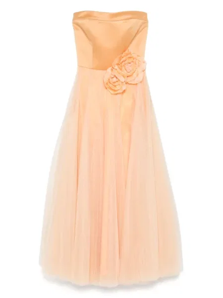 Sukienka midi Parlor w kwiatki do kolan garniturowa pomarańczowa