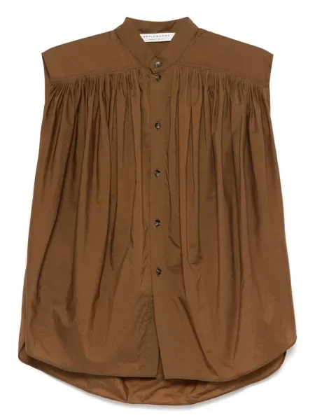 Cămașă Philosophy Di Lorenzo Serafini din poplin maro