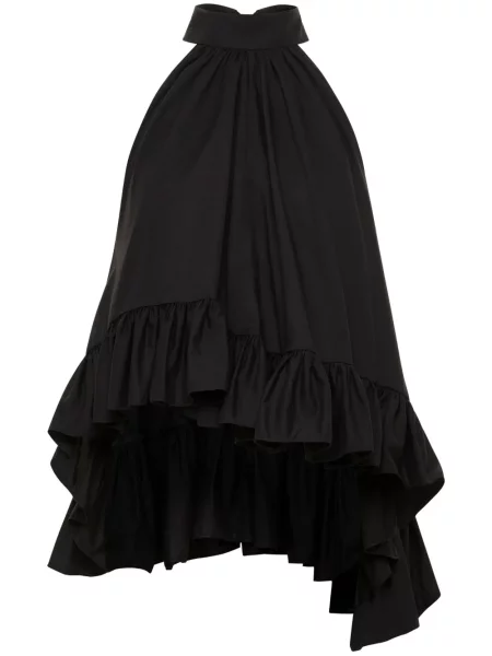 Top Azeeza cu volane din poplin negru
