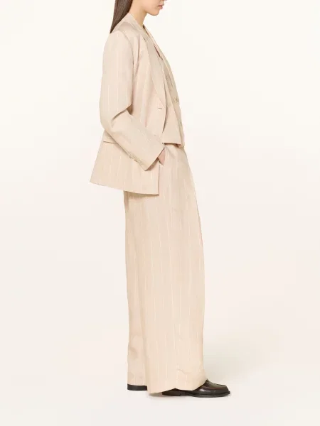 Claudie Pierlot Spodnie Z Marlony Z Lnem beige beżowe