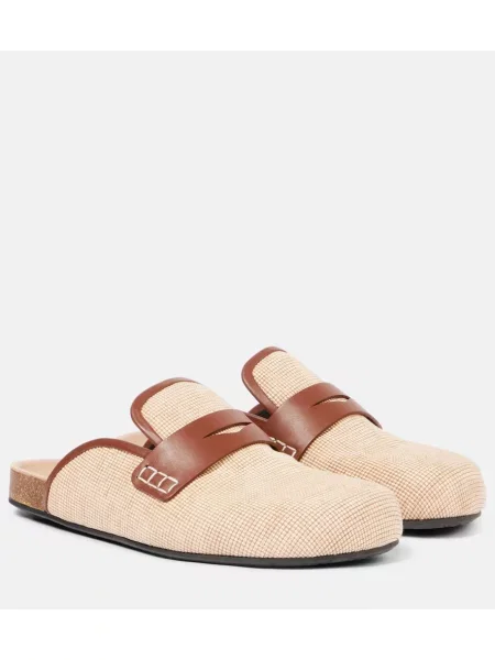 Papuci tip mules Jw Anderson din piele bej