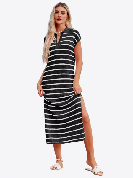 Imily Bela Rochie tricotat negru alb