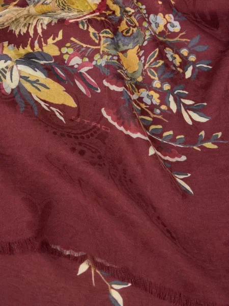 Fular Etro cu model leopard din jacard roșu