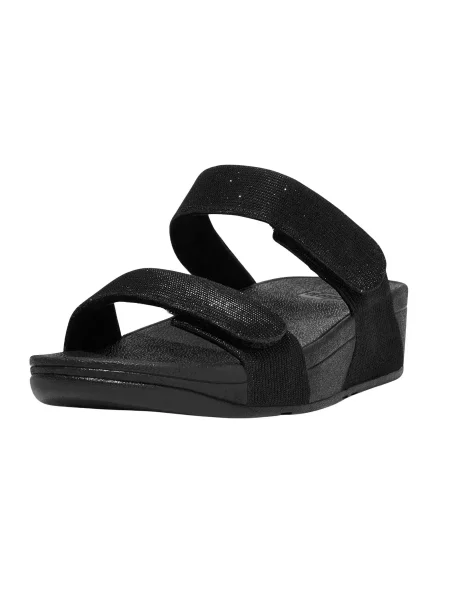 Kobiece klapki na koturnie FitFlop Lulu Adjustable czarne