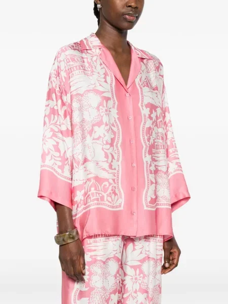 Koszula Ermanno Firenze w kwiatki z nadrukiem różowa