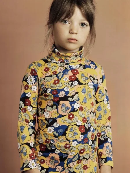 Mini Rodini tričko s dlouhým rukávem Flowers žluté