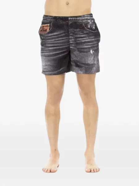 Slip de baie Just Cavalli cu imagine negru