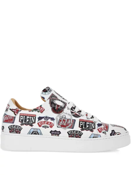 Sneakerși Philipp Plein cu petice alb