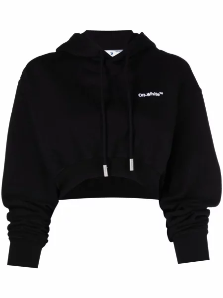 Hanorac cu glugă Off-white cu imagine alb
