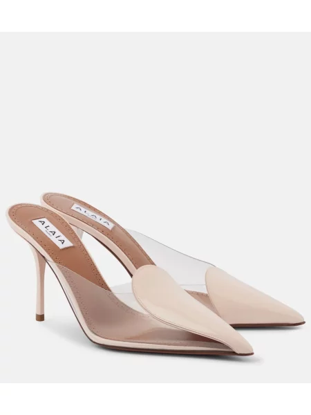 Usnjene lakirane mules Alaia roza