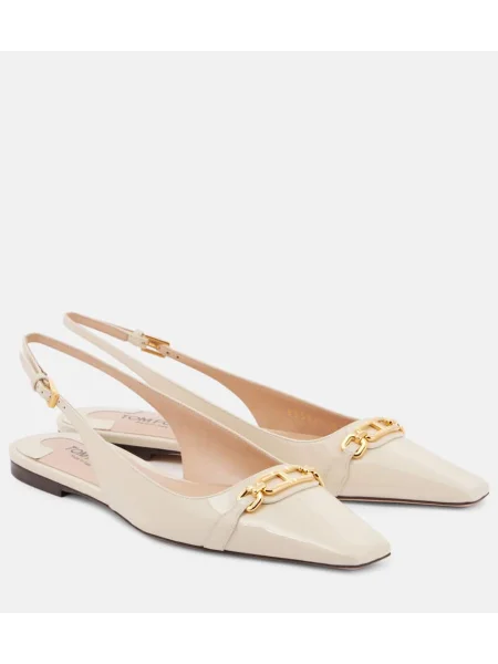 Usnjene lakirane balerinke Tom Ford z odprtimi petami bela