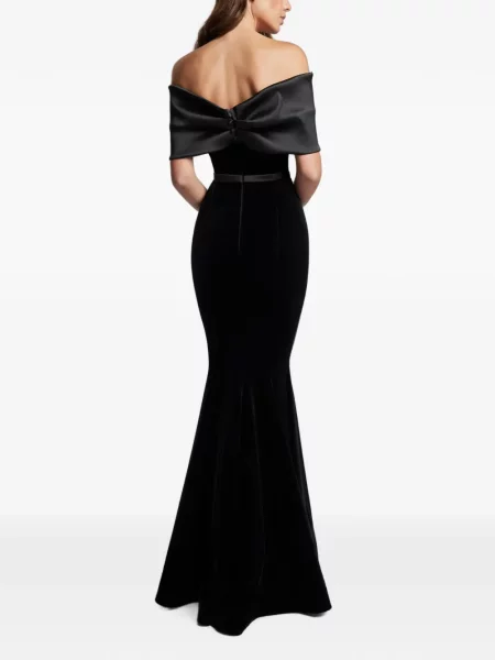Rochie maxi Cristallini cu funde de catifea negru