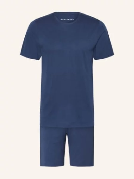 Schiesser Krótkie Piżamy Modern Bonded blau niebieska