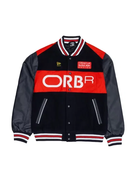 NEW ERA Geacă de primăvară-toamnă RB VARSITY albastru închis / roșu alb