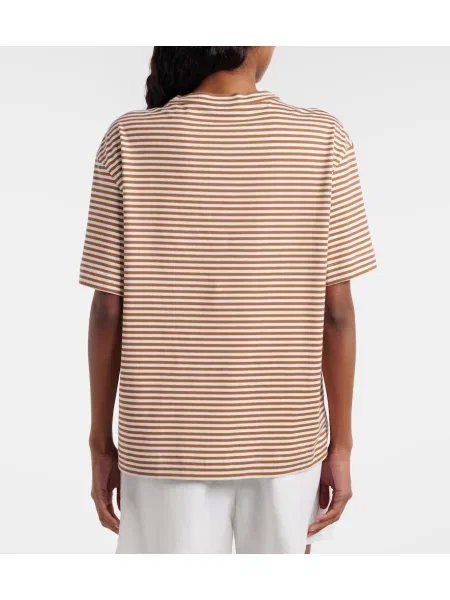 Tricou Brunello Cucinelli cu dungi din jerseu alb
