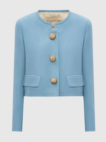 Укорочений жакет з кристалами Valentino блакитний