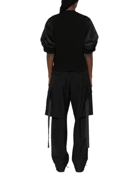 Hanorac crewneck Sacai cu decolteu rotund negru