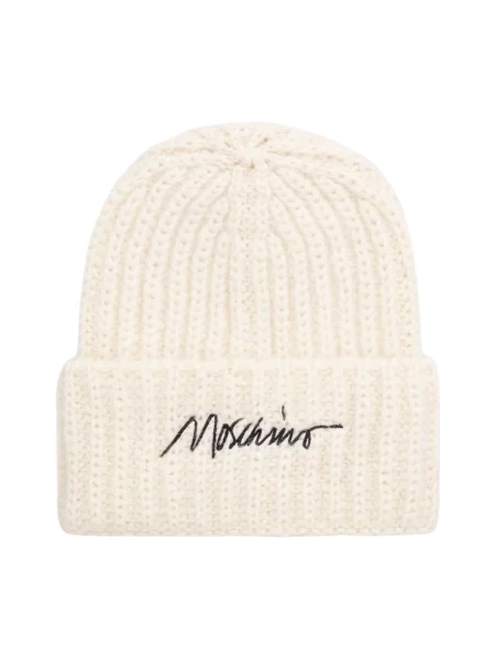 Moschino czapka beanie z wełną beżowa