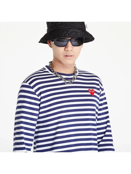 Tricou Comme des Garçons PLAY Long Sleeve Tee Blue L albastru